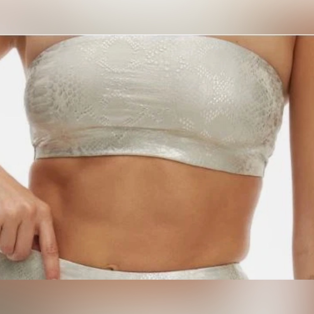 Good American Silver Snake Bandeau Swim Top